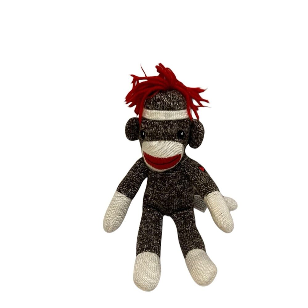 Plushland Sock Monkey Plush 10" Heart Arm Stuffed Animal Toy 2017